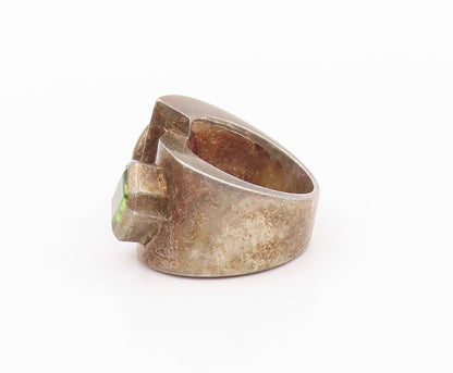 925 Sterling Silver Vintage Ring Dark Tone Amethyst & Peridot  SZ 6  RG32229