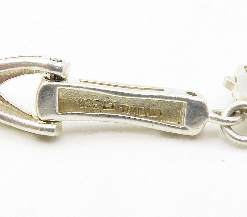 925 Sterling Silver  Vintage Shiny Frosted Bar Hinge Chain Bracelet  BT5783