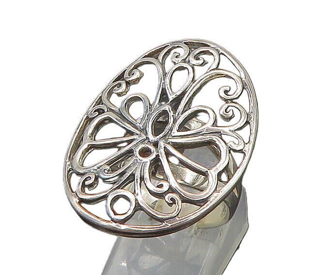 925 Sterling Silver  Vintage Shiny Open Butterfly Motif Band Ring Sz 7 RG22575