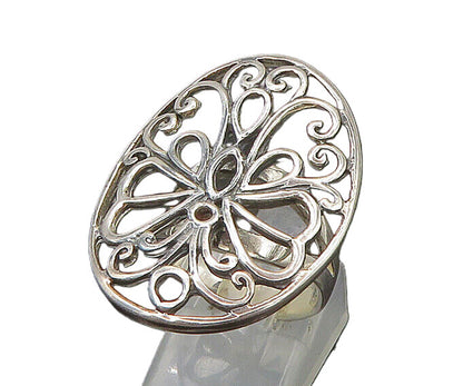 925 Sterling Silver  Vintage Shiny Open Butterfly Motif Band Ring Sz 7 RG22575