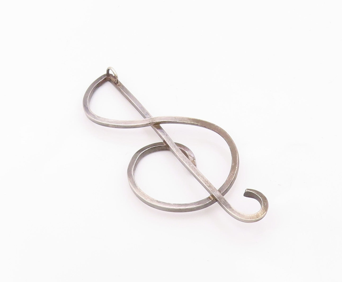 925 Sterling Silver  Vintage Clef Musical Note Outline Pendant  PT20985
