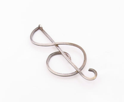 925 Sterling Silver  Vintage Clef Musical Note Outline Pendant  PT20985