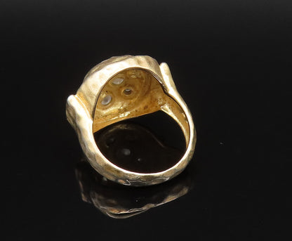 ROSS SIMON 925 Silver  Vintage Gold Plated Hammered Topaz Ring Sz 6  RG25714