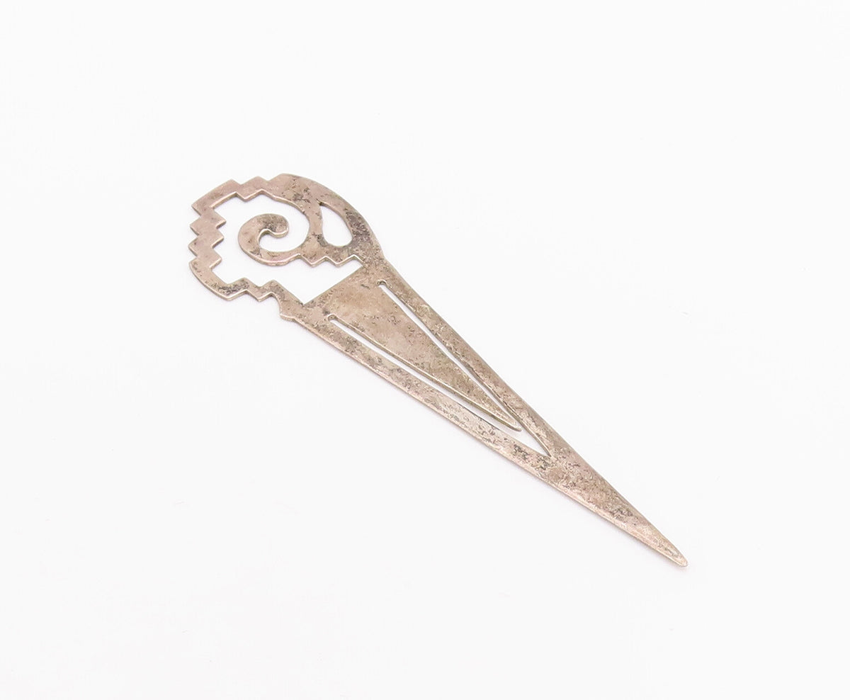 925 Sterling Silver Vintage Book Mark Minimalist Long Solid Tribal Cutout TR3768