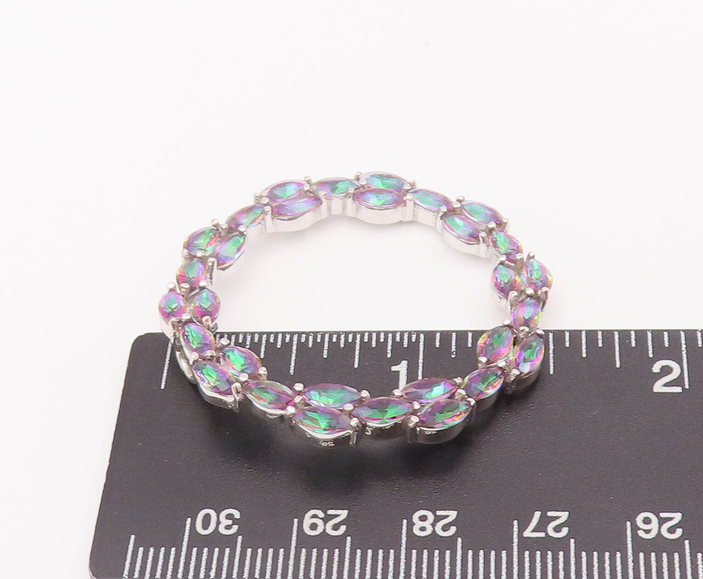 925 Sterling Silver Vintage Pendant Marquise Cut Real Mystic Topaz PT22806