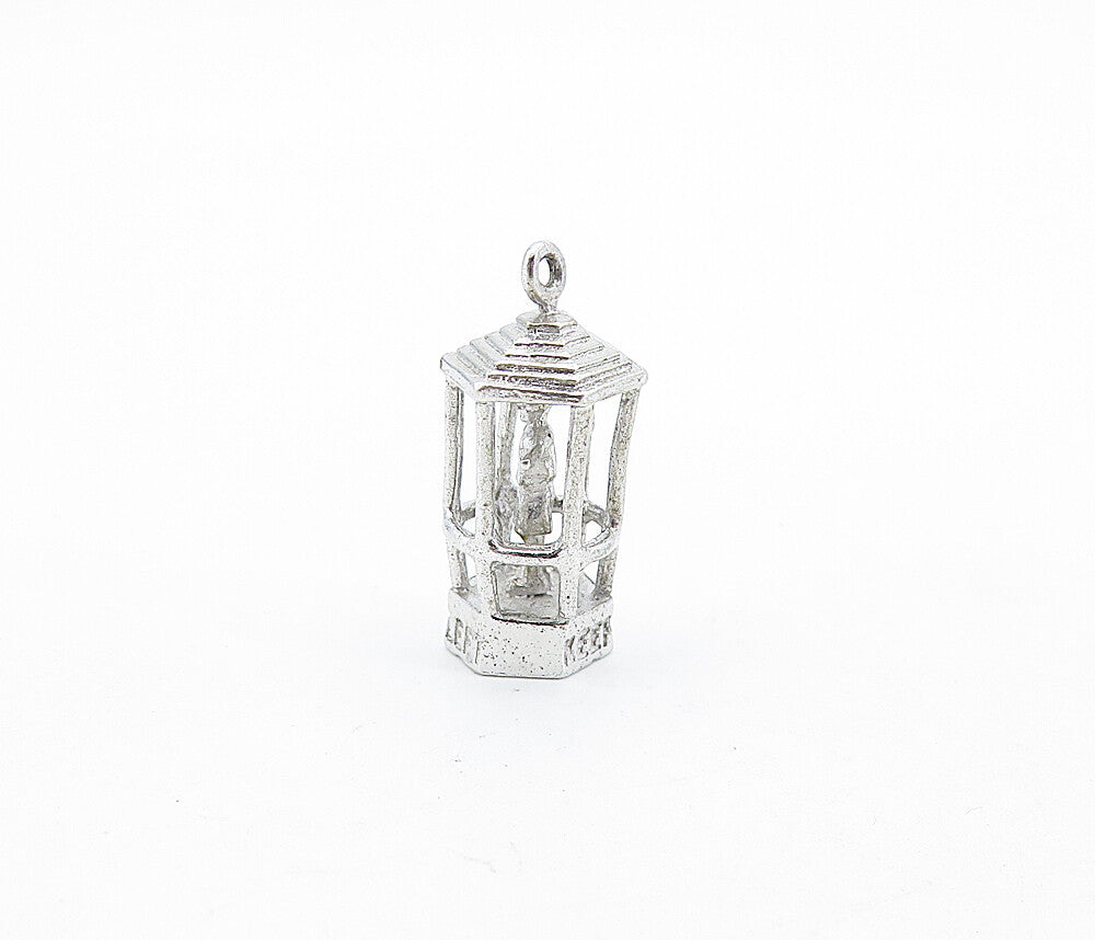 925 Sterling Silver  Vintage Shiny Keep Left Etched Caged Man Pendant  PT4783