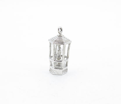 925 Sterling Silver  Vintage Shiny Keep Left Etched Caged Man Pendant  PT4783