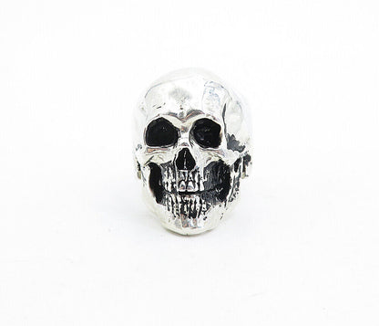 925 Sterling Silver  Vintage Sculpted Skull Head Statement Ring Sz 9  RG5547