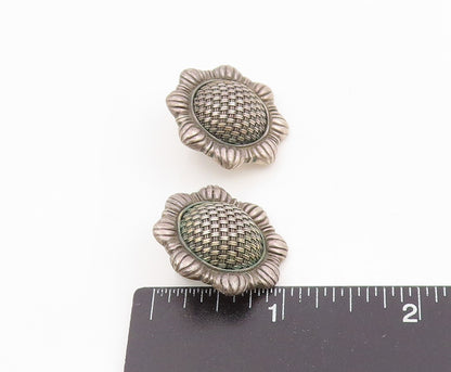 925 Sterling Silver Vintage Earrings JOHN HARDY Woven Sunflower Clip On  EG13790