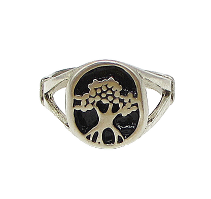 925 Sterling Silver  Vintage Tree View Band Ring Sz 8  RG3389