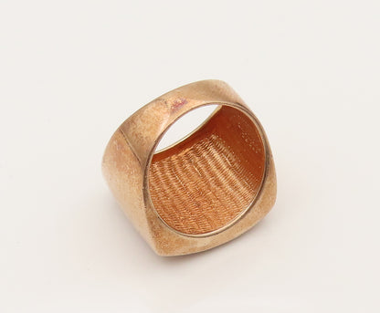 925 Silver  Vintage Scattered Stars Rose Plated Signet Ring Sz 7  RG26468