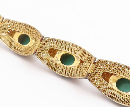 925 Sterling Silver Vintage Bracelet CHINESE EXPORT Turquoise Filigree  BT12192