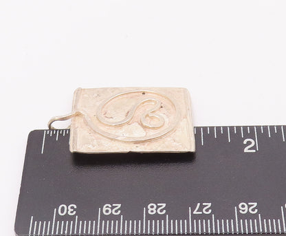 925 Sterling Silver Vintage Pendant Designer Carved Zodiac Leo Symbol  PT22825