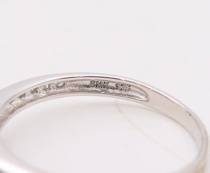925 Sterling Silver Vintage Ring Stackable Diamonds & Gemstone  Sz 7.5  RG29903