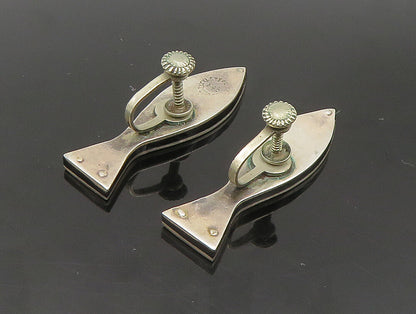 HAB MEXICO 925 Silver   Vintage Turquoise Fish Non Pierce Earrings  EG11569