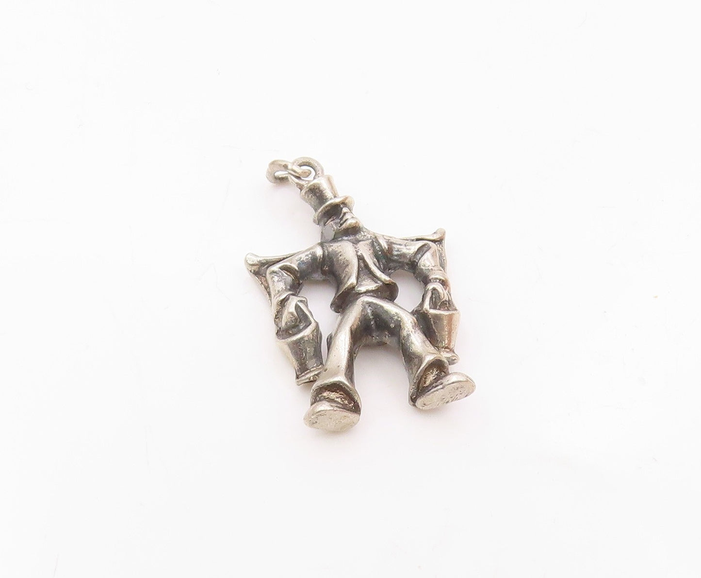 925 Sterling Silver  Vintage Man With Carrying Stick Oxidized Pendant  PT17379