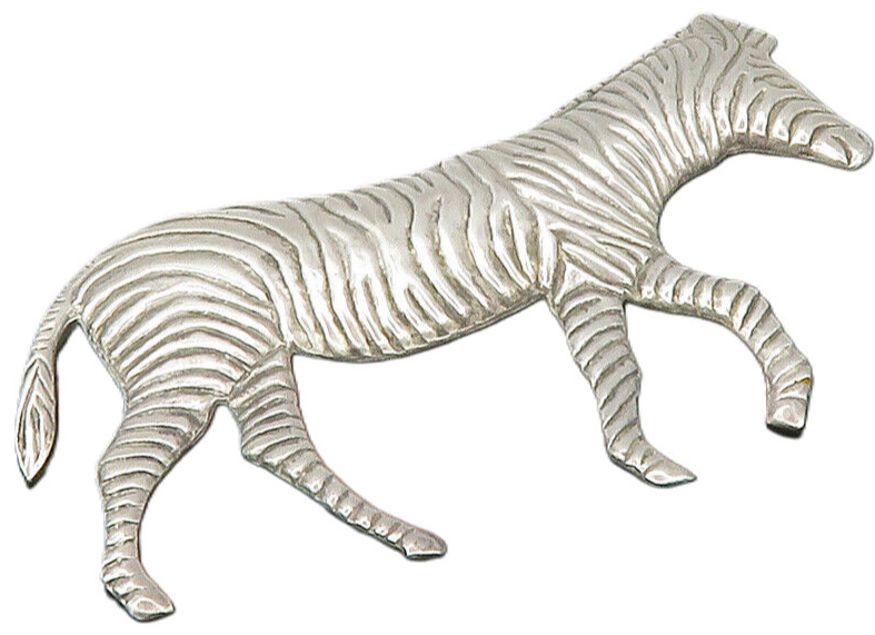925 Sterling Silver  Vintage Shiny Walking Zebra Animal Brooch Pin  BP4761