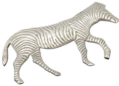925 Sterling Silver  Vintage Shiny Walking Zebra Animal Brooch Pin  BP4761