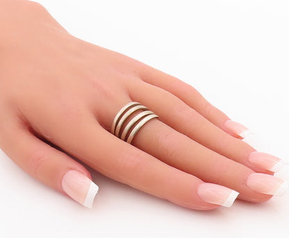 925 Sterling Silver Vintage Ring Minimalist Spiral Coil  Sz 8  RG28906