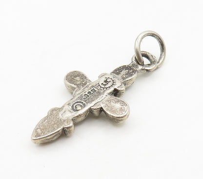 925 Sterling Silver  Vintage Petite Religious Cross Drop Pendant  PT12274