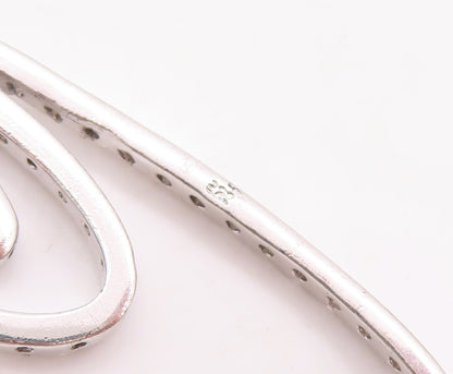 925 Sterling Silver Vintage Pendant Multi CZ Inlay Chain Drop Effect  PT22857