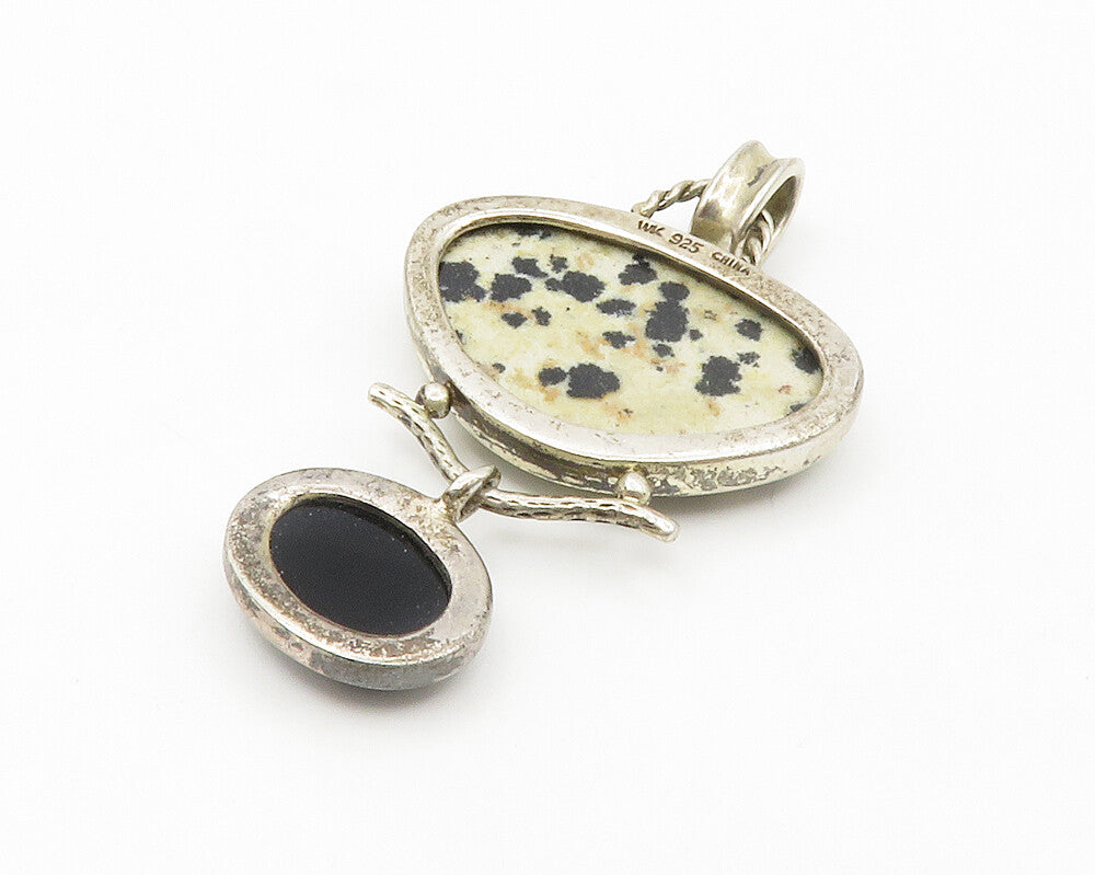 WHITNEY KELLY 925 Silver  Vintage Spotted Jasper & Black Onyx Pendant  PT11005