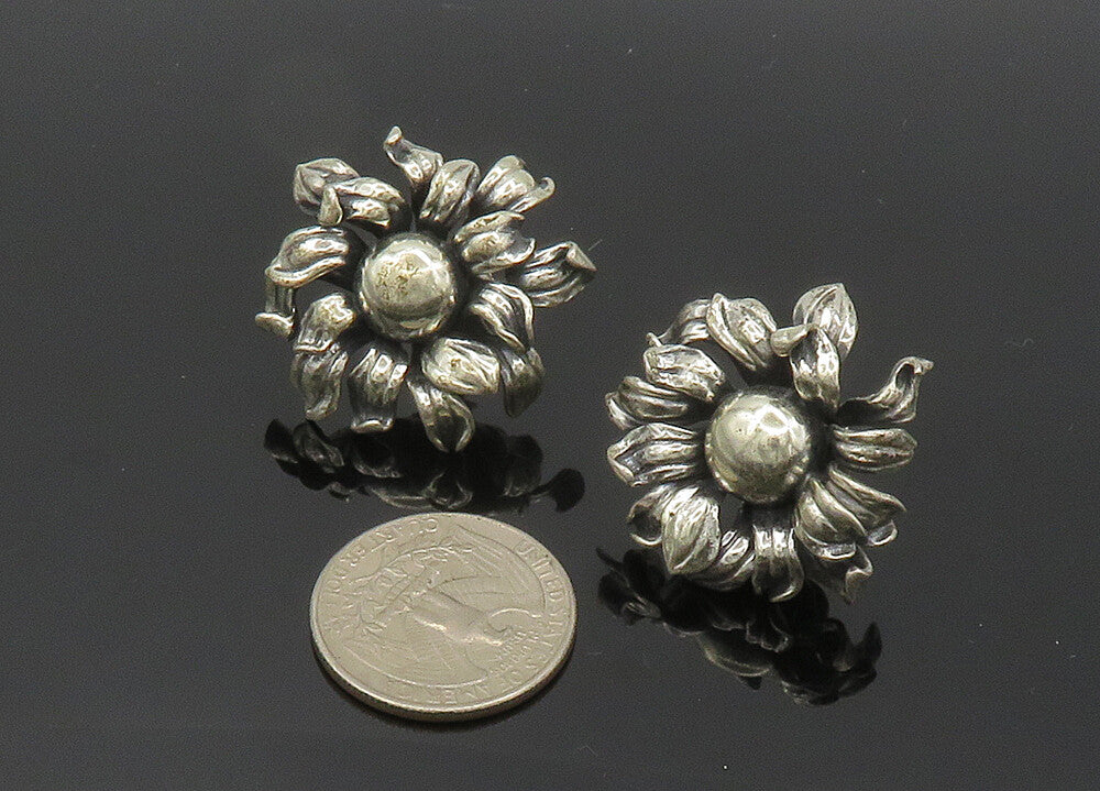 NAPIER 925 Sterling Silver Vintage Rare Flower Non Pierce Earrings  EG10046