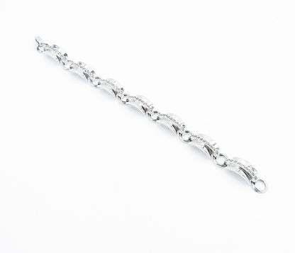ENGEL BROS. 925 Sterling Silver  Topaz Shiny Curved Link Chain Bracelet BT3357