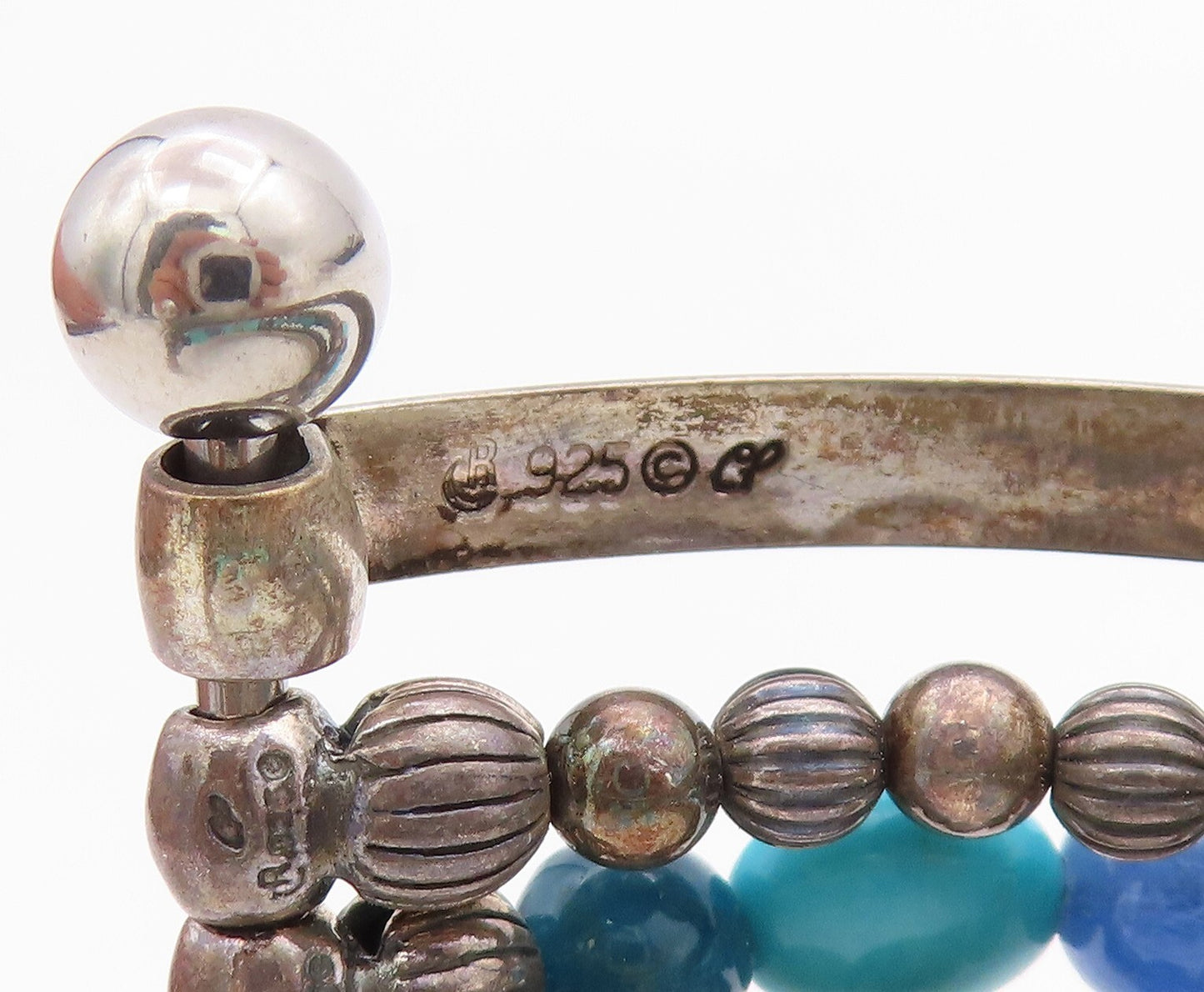 925 Sterling Silver Vintage Bracelet CAROLYN POLLACK Boho Gemstone Cuff  BT11031