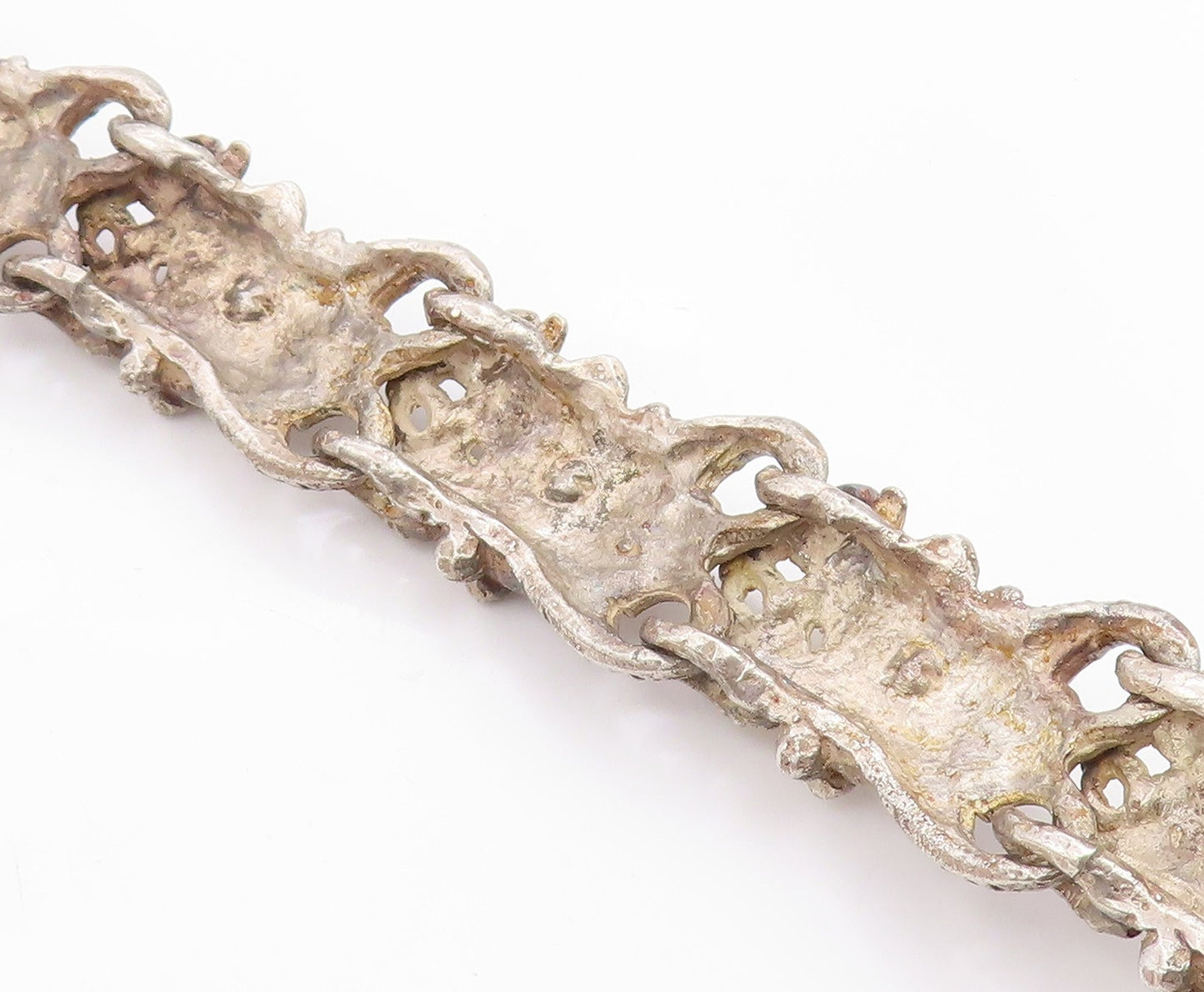 925 Sterling Silver Vintage Bracelet Brutalist Mermaid Link Design  BT12061