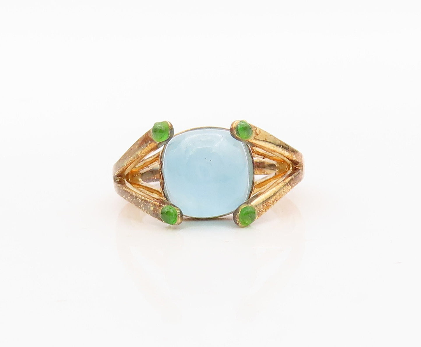 925 Sterling Silver Vintage Ring Gold Plated Designer Gemstone CZ Sz 7.5 RG30477