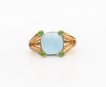 925 Sterling Silver Vintage Ring Gold Plated Designer Gemstone CZ Sz 7.5 RG30477
