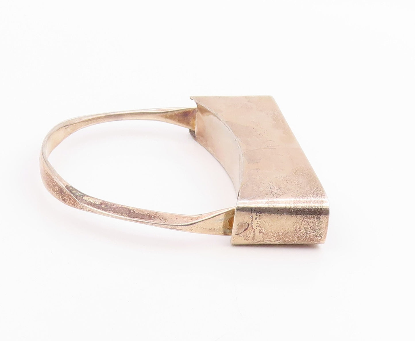 925 Sterling Silver Vintage Bracelet POLAND Amber Geometric Bar Bangle  BT11972