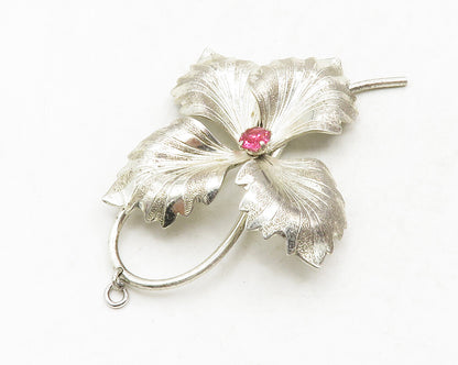 FORSTNER 925 Silver  Vintage Pink Topaz Shiny Flower Motif Pendant  PT10594