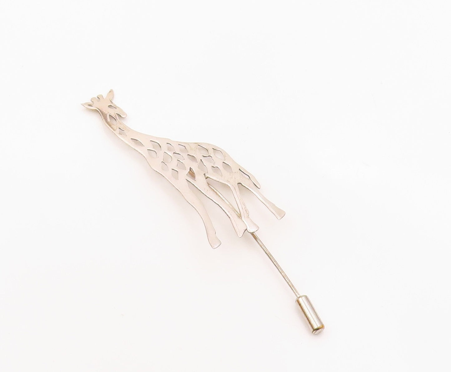 925 Sterling Silver  Vintage Openwork Giraffe Animal Lapel Pin  TR3440