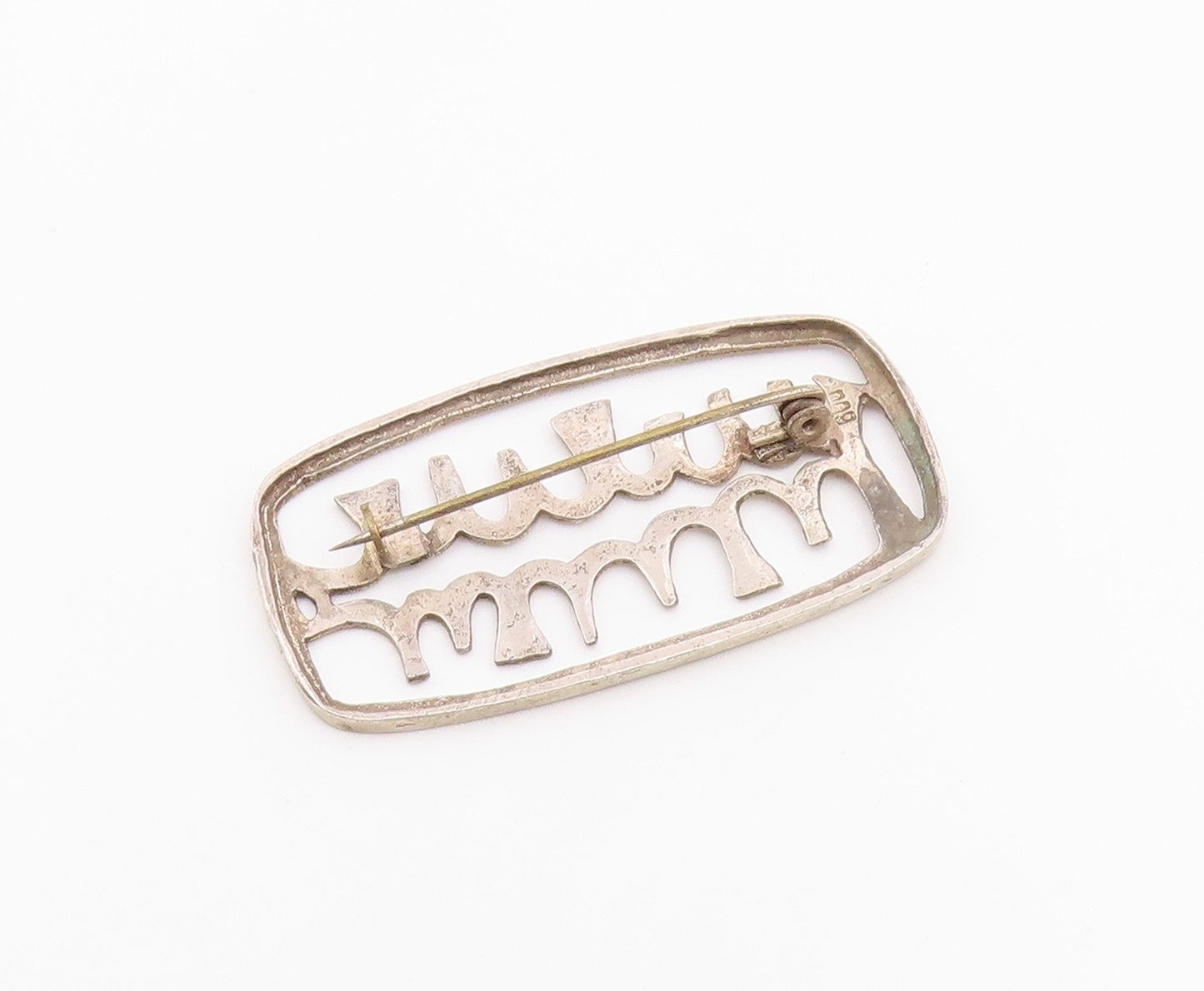 925 Sterling Silver  Vintage Shiny Open Design Smooth Brooch Pin  BP8852