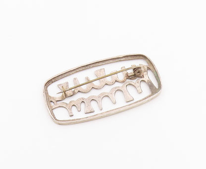 925 Sterling Silver  Vintage Shiny Open Design Smooth Brooch Pin  BP8852