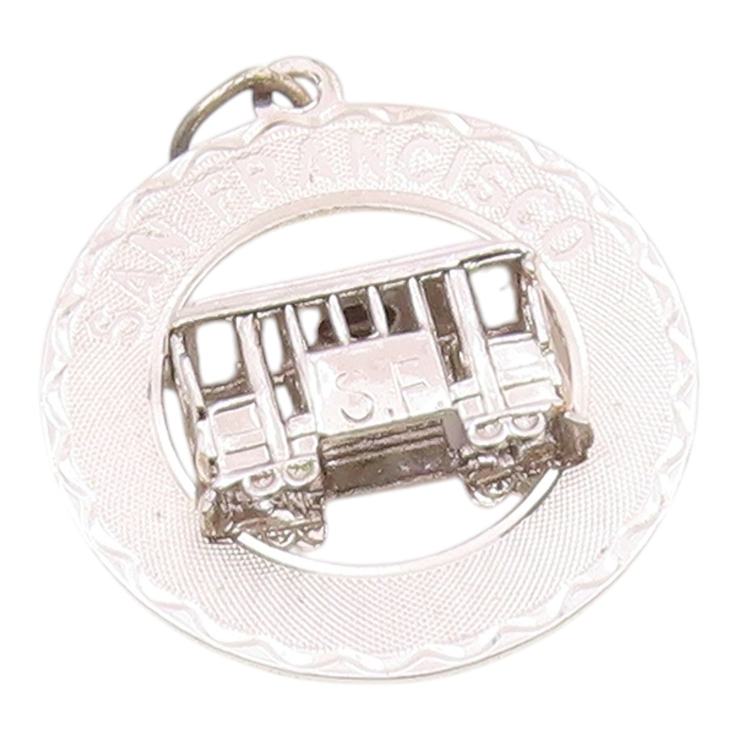 CREA 925 Sterling Silver   Vintage San Francisco Trolley Car Pendant  PT20643