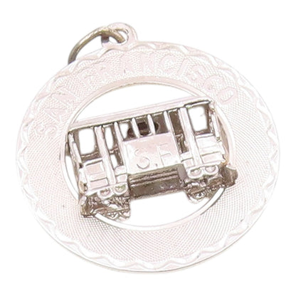 CREA 925 Sterling Silver   Vintage San Francisco Trolley Car Pendant  PT20643