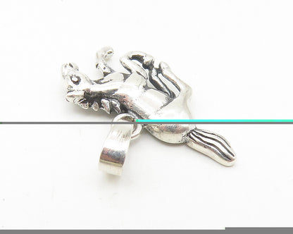 925 Sterling Silver  Vintage Galloping Horse Animal Motif Pendant  PT8793