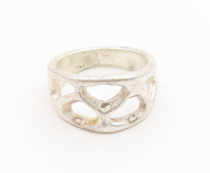 925 Sterling Silver Vintage Ring Chunky Geometric Cutout Band  Sz 7.5  RG36775