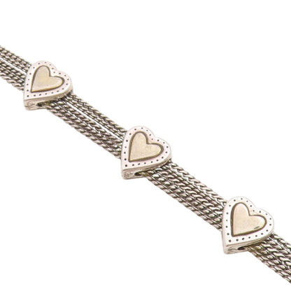 925 Sterling Silver Vintage Bracelet Love Heart Multi Strand Link Chain  BT11504