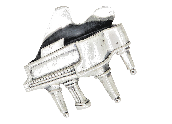 BEAU 925 Sterling Silver  Vintage Shiny Grand Piano Music Brooch Pin  BP7577