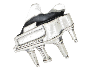BEAU 925 Sterling Silver  Vintage Shiny Grand Piano Music Brooch Pin  BP7577