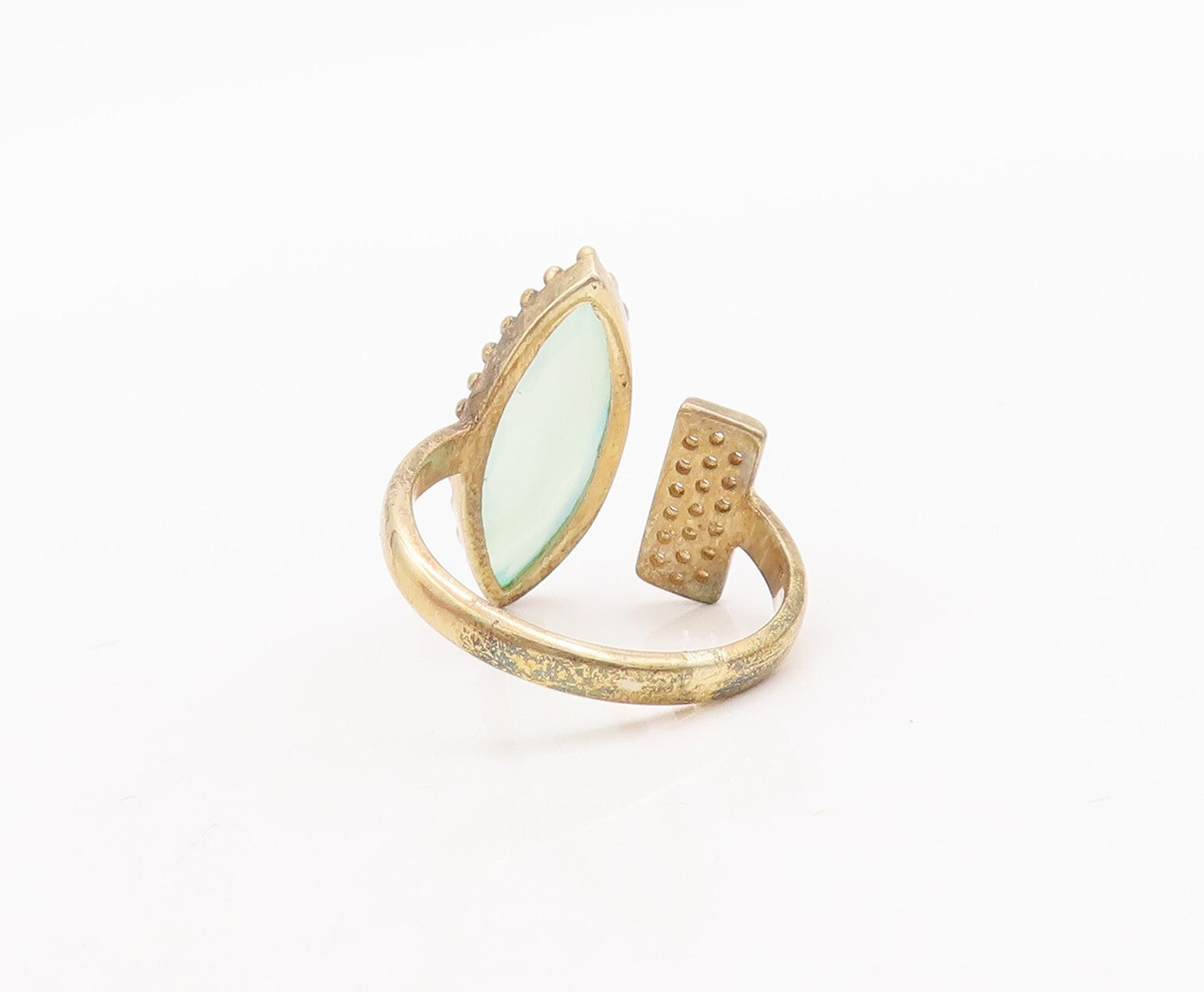 925 Sterling Silver Vintage Ring Gold Plated Designer Gemstone CZ Sz 7.5 RG29623