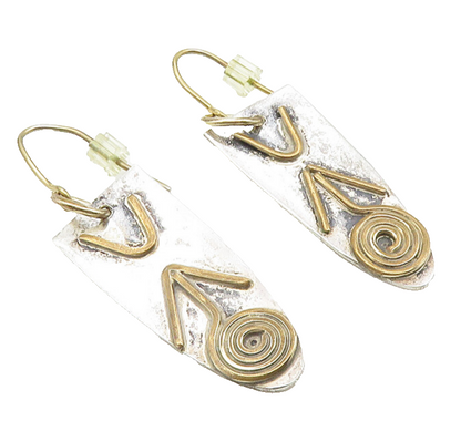 JOHN CHAVEZ NAVAJO 925 Sterling Silver Vintage Two Tone Figure Earrings  EG5202