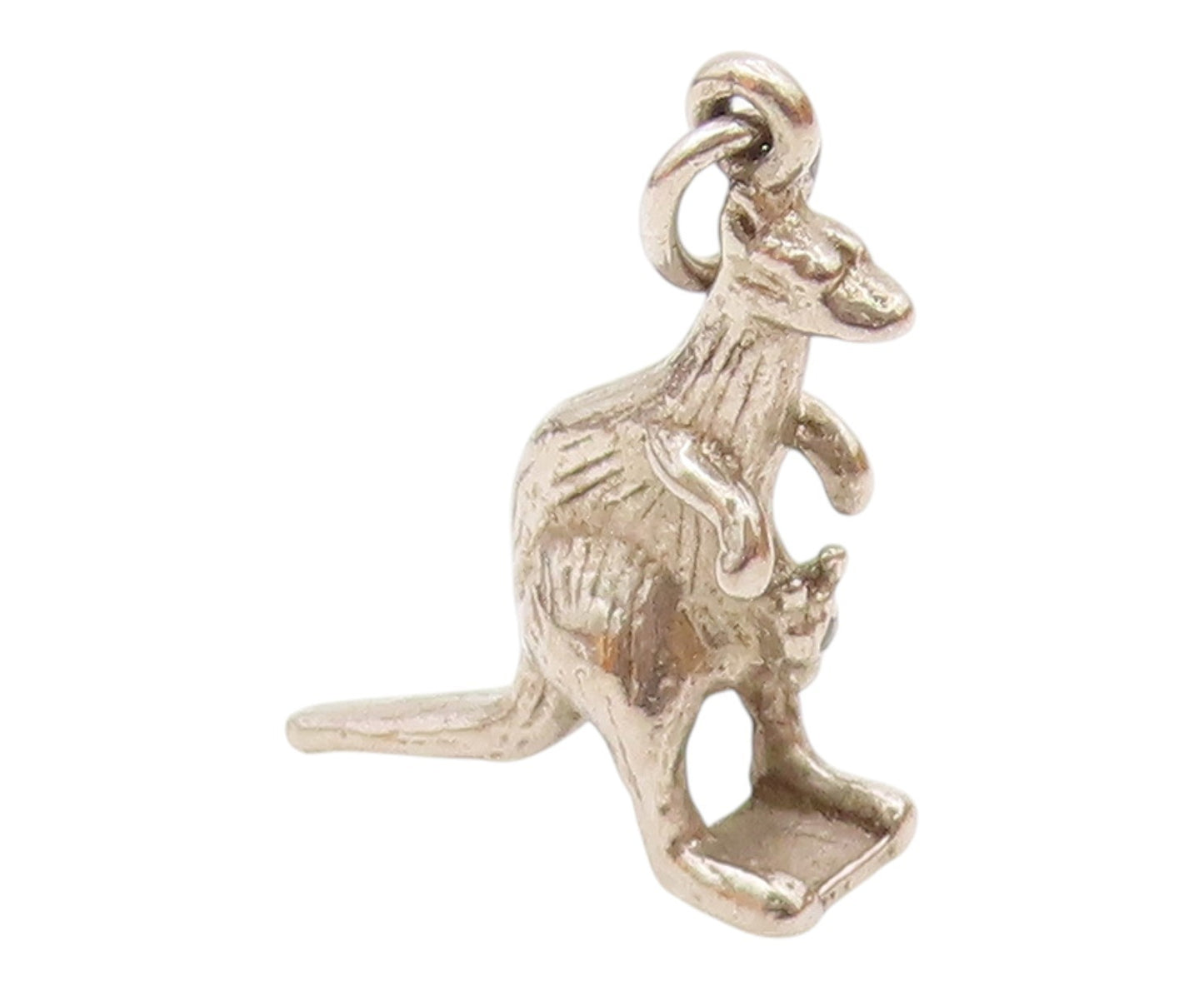 925 Sterling Silver Vintage Kangaroo With Baby In Pouch Charm Pendant PT21734