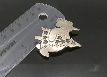 925 Sterling Silver  Vintage Snowman & Christmas Tree Brooch Pin  BP8455