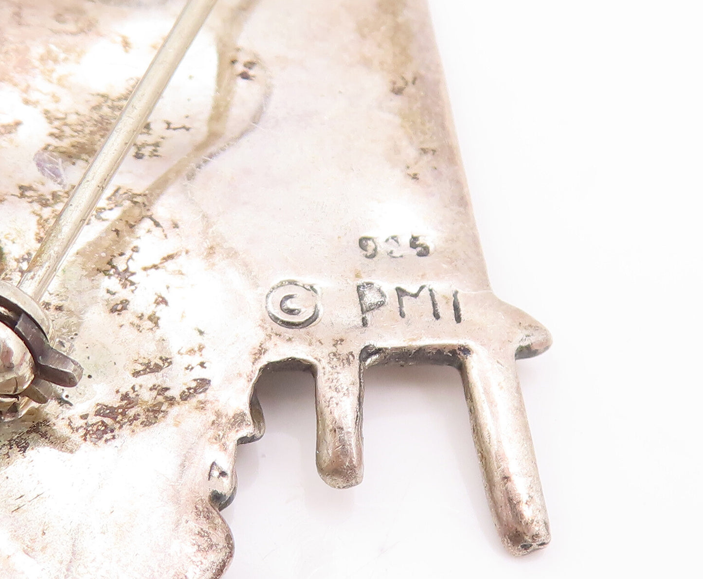 925 Sterling Silver Vintage Brooch Pin PMI Girl Teaching Love Care Share BP10961