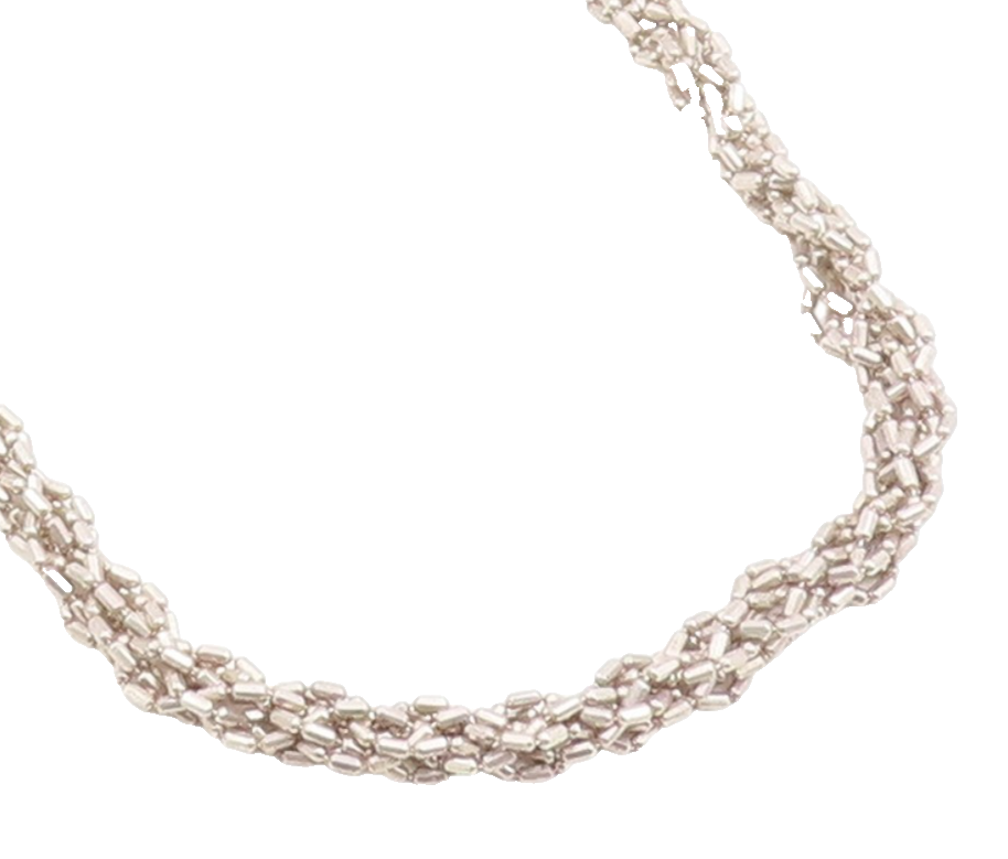 925 Sterling Silver Vintage Necklace Classic Multi Strand Woven Chain  NE4777